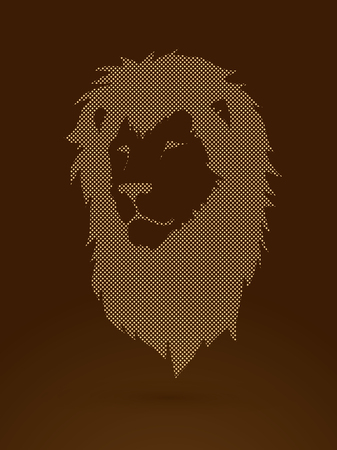 Lion head designed using dots pixels graphic vectorのイラスト素材