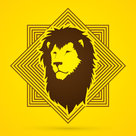 Lion head designed on line square background graphic vectorのイラスト素材