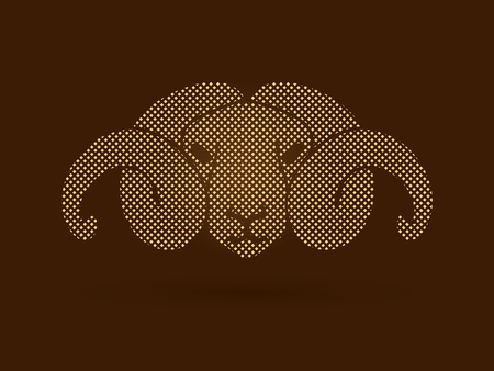 Sheep head with big horn designed using dots pattern graphic vector.のイラスト素材