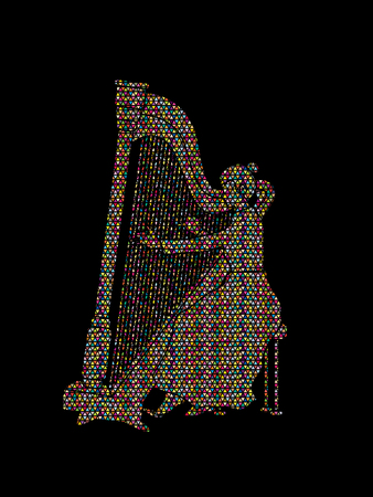 Harp player designed using colorful mosaic pattern graphic vector.のイラスト素材