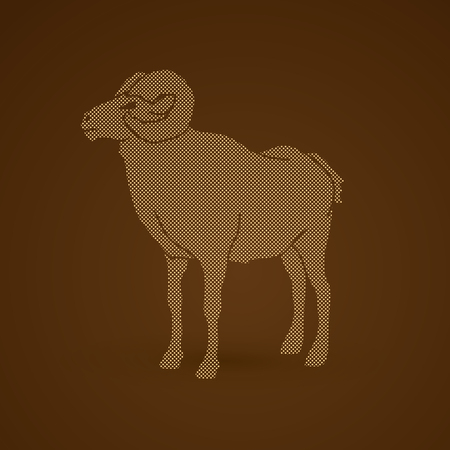 Sheep with big horn standing designed using dots pixels graphic vector.のイラスト素材