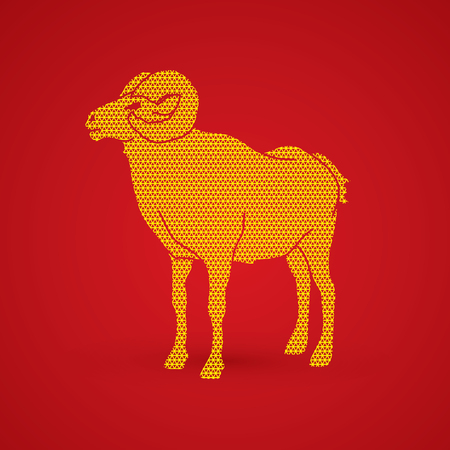 Sheep with big horn standing designed using geometric pattern graphic vector.のイラスト素材