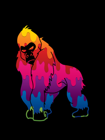 Gorilla standing designed using melt colors graphic vector.のイラスト素材