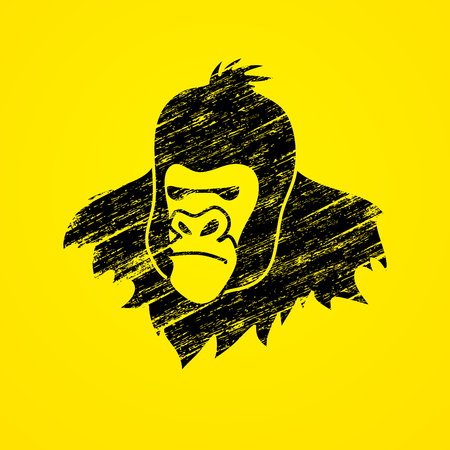 Gorilla Head designed using black brush graphic vector.のイラスト素材