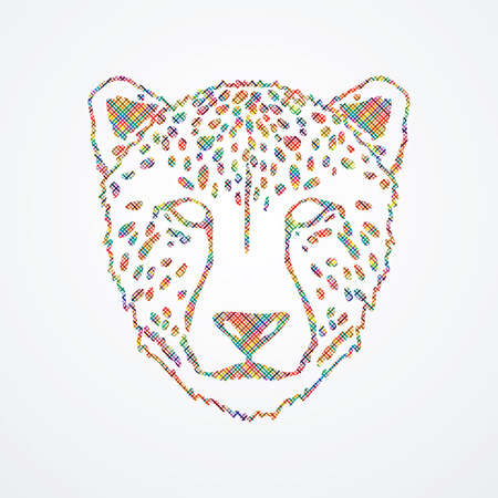Cheetah face designed using colorful pixels graphic .のイラスト素材