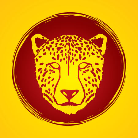 Cheetah face designed on grunge circle background graphic .のイラスト素材