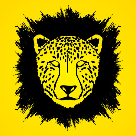 Cheetah face designed on grunge frame background graphic .のイラスト素材