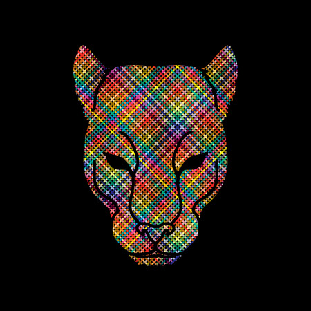 Black Panther Head designed using colorful pixels graphic vector.のイラスト素材