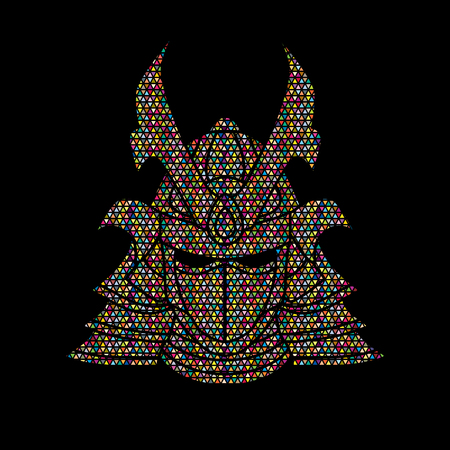 Samurai mask designed using colorful mosaic pattern graphic vector.のイラスト素材