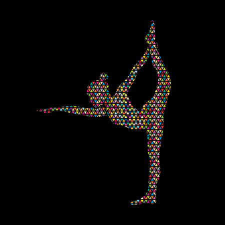 Yoga pose designed using colorful mosaic pattern graphic vectorのイラスト素材