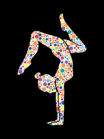 Yoga pose designed using colorful halftone pattern graphic vector.のイラスト素材