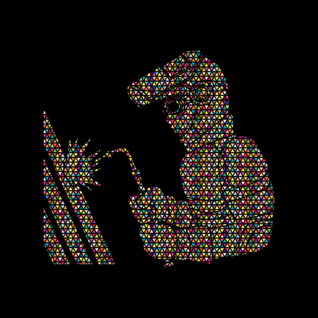 Welder working designed using colorful mosaic pattern graphic vector.のイラスト素材