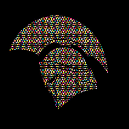 Spartan warrior helmet designed using colorful mosaic pattern graphic vector.のイラスト素材