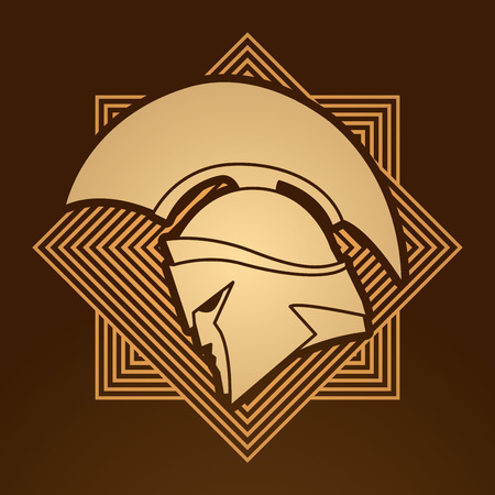Spartan warrior helmet designed on line square graphic vector.のイラスト素材
