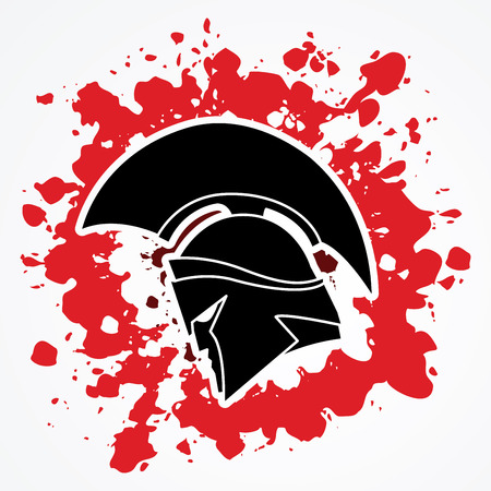Spartan warrior helmet designed on splash ink graphic vector.のイラスト素材