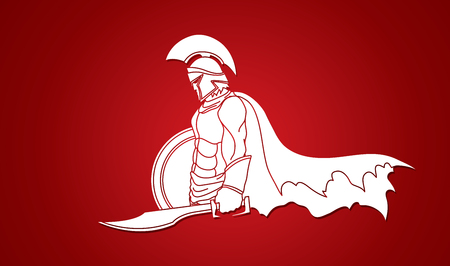 Spartan warrior with sword and shield graphic vector.のイラスト素材