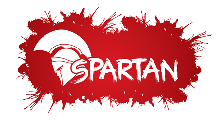 Spartan text designed with helmet warrior graphic vector.のイラスト素材