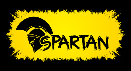 Spartan text designed with helmet warrior graphic vector.のイラスト素材