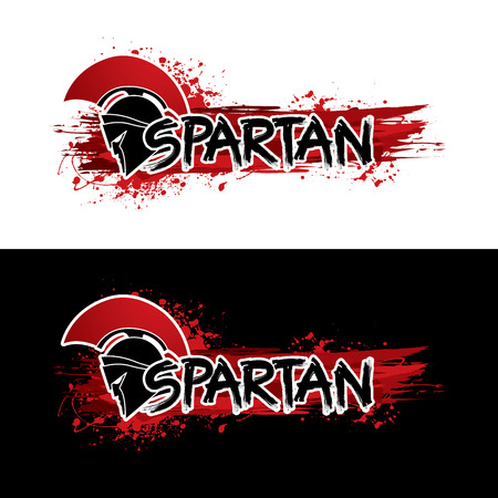 Spartan text designed with helmet warrior graphic vector.のイラスト素材