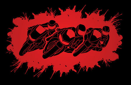 Motorcycles racing designed on splatter blood background  graphic vectorのイラスト素材