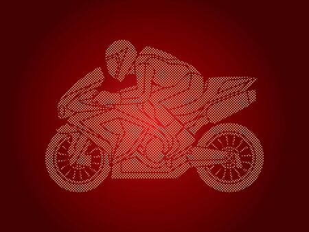 Motorcycle racing side view designed using dots pixels graphic vector.のイラスト素材