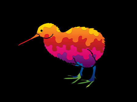 Kiwi bird designed using melting colors graphic vector.のイラスト素材