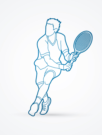 Tennis player running graphic vector.のイラスト素材