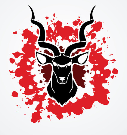 Kudu head front view designed on splatter blood graphic vector.のイラスト素材