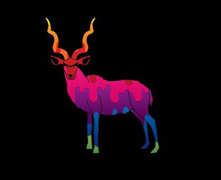 Kudu standing designed using melting colors graphic .のイラスト素材
