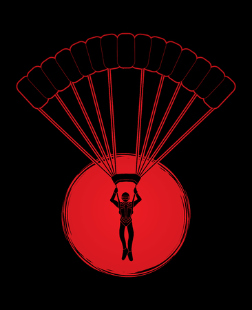 Parachuting silhouette designed on sunlight background graphic vectorのイラスト素材