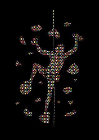 Man climbing on the wall designed using mosaic pattern graphic vector.のイラスト素材