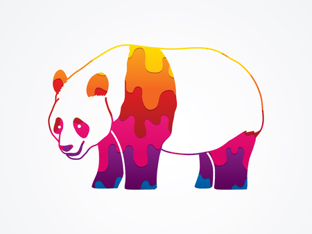 Panda standing side view designed using melting colors graphic vector.のイラスト素材