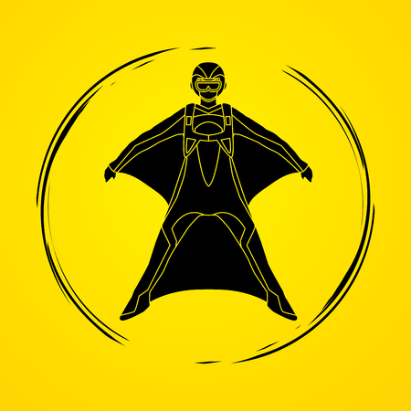 Wing suit extreme sports graphic vectorのイラスト素材