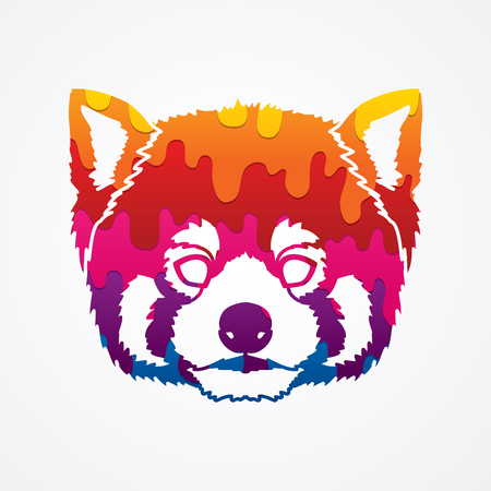 Red Panda Face head designed using melting colors graphic vector.のイラスト素材
