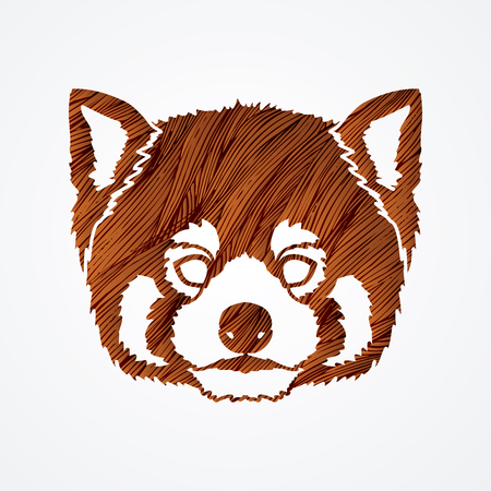 Red Panda Face head designed using brown grunge brush graphic vector.のイラスト素材