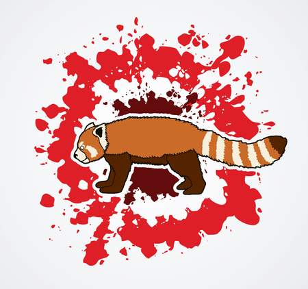 Red Panda side view designed on splash blood background graphic vector.のイラスト素材