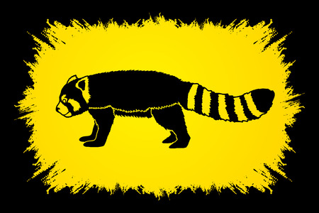 Red Panda side view designed on grunge frame background graphic vector.のイラスト素材