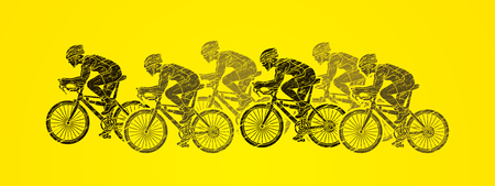 Group of Bicycle riding designed using black brush graphic vector.のイラスト素材