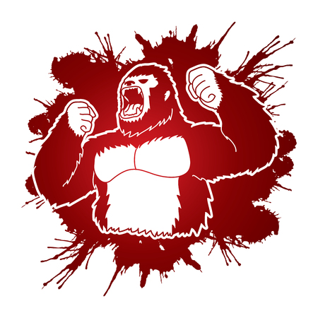 Angry Gorilla designed on splatter ink background graphic vectorのイラスト素材