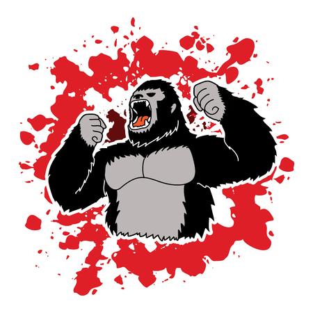 Angry Gorilla designed on splatter blood background graphic vectorのイラスト素材