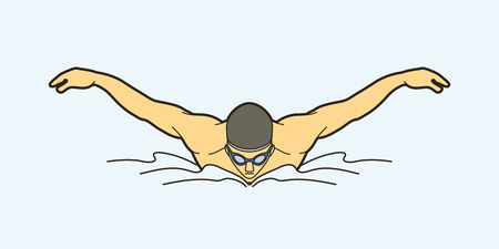 Swimming butterfly stroke, man swimming graphic vectorのイラスト素材