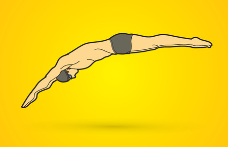 Man jumping into swimming pool graphic vectorのイラスト素材