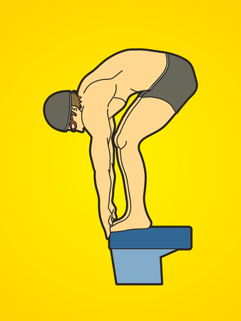 Swimmer prepare to jumping graphic vector.のイラスト素材