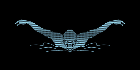 Swimming butterfly, man swimming designed geometric pattern graphic vectorのイラスト素材