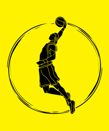 Basketball player dunking graphic vectorのイラスト素材