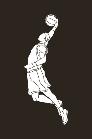 Basketball player dunking graphic vectorのイラスト素材