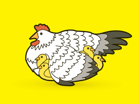 Hen with chicken graphic vectorのイラスト素材