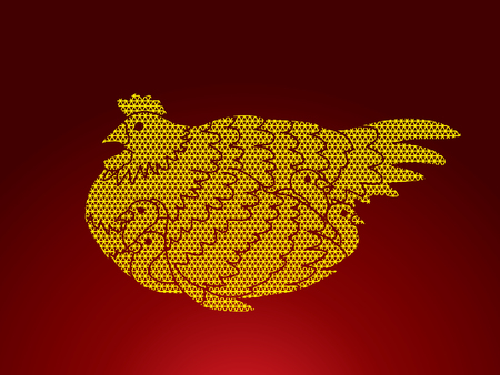 Hen with chicken designed using geometric pattern graphic vectorのイラスト素材