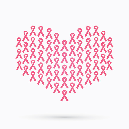 Breast cancer awareness, pink ribbon, in heart shape graphic vectorのイラスト素材
