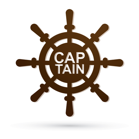 Ship steering wheel  with captain text graphic vector.のイラスト素材